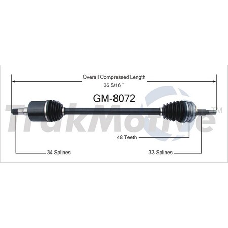 Surtrack Axle Cv Axle Shaft, GM-8072 GM-8072